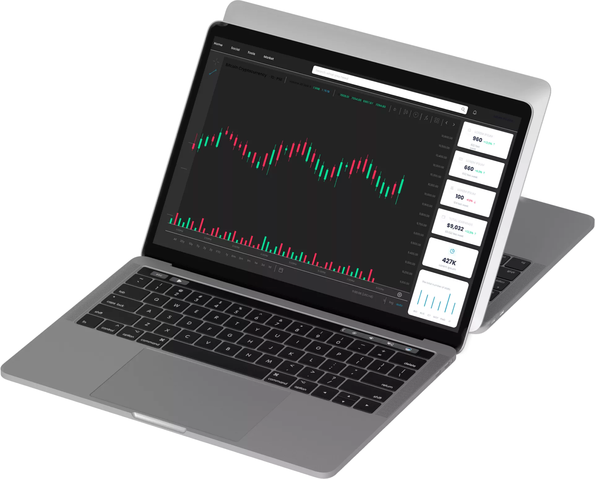 Plateforme de trading Saldo Kapitore sur ordinateur portable